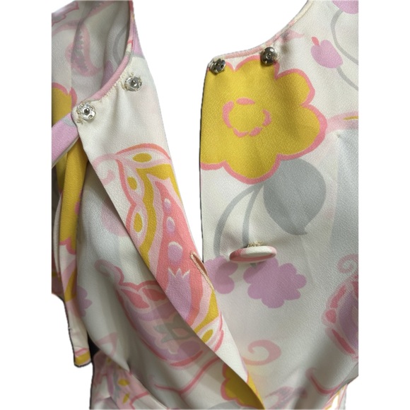 Flo Weinberg Vintage 1960’s Pink Yellow Floral Belted Maxi HouseDress. - Picture 5 of 9